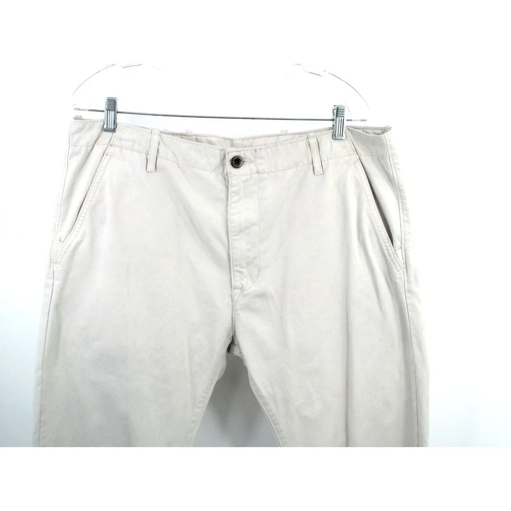 Levi Strauss Men 36x32 White Khaki Chino Pants Flat Front Mid Rise Straight